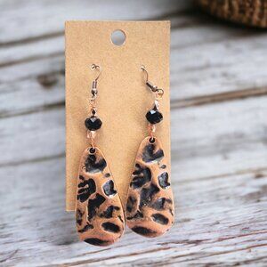 Copper and Black Beaded Earrings - Hand Crafted - New